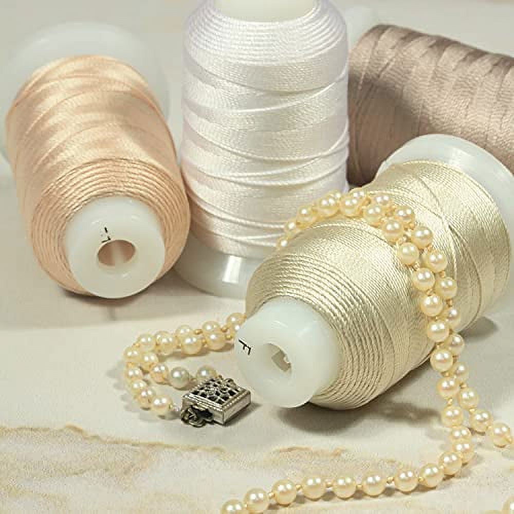 The Beadsmith 100% Silk Beading Thread Size 0 600 Yards White - 1